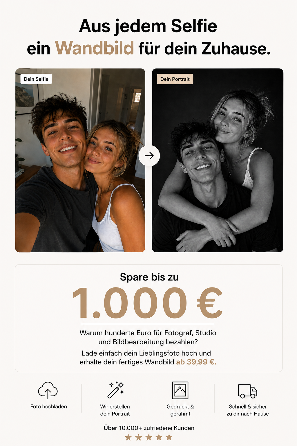 Personalisiertes Paarportrait inkl. Rahmen - Ewig verbunden